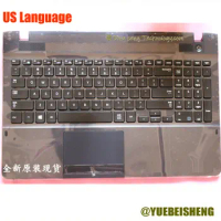 YUEBEISEHNG New/Org for Samsung NP270E5J 270E5G 270E5U 270E5R 270E5K palmrest US keyboard upper cover Touchpad,Dark blue