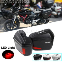 Motorcycle Pannier Left Right Side Luggage Box Saddlebag Case W/ LED Light For Honda CBF190X Suzuki GSX250R GW250 NK150 Yamaha