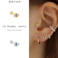 Bestselling Single Evil Eye Earrings Decorated with Diamonds Ear Bone Piercing Earrings Devil Eye Ea