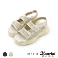 Material瑪特麗歐 涼鞋 MIT加大尺碼雙帶拼接厚底輕量老爹涼鞋 TG5658