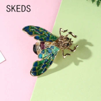 SKEDS Fashion Women Men Rhinestone Moth Brooch Vintage Blazer Alloy Insect Bee Enamel Brooches Pin For Woman Men Accessories