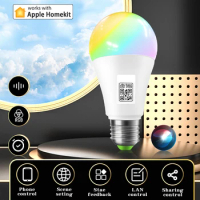Homekit LED Smart Wifi Light Bulb E27 Smart Lamp Multicolour Dimmable LED Bulb Siri Control For Alexa Google Home HomeAssist