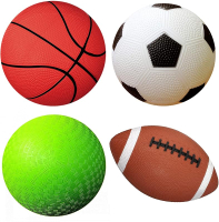 AppleRound Pack of 4 Toy Sports Balls with 1 Pump for Toddlers and Kids: 5-Inch Basketball 5-Inch So