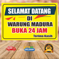 Stiker selamat datang di warung madura buka selama 24 jam