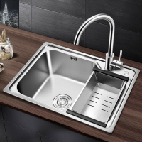 廚房水槽單槽洗菜盆304不鏽鋼水池洗碗槽洗手轉角大單槽家用