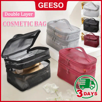 [Ultimate Value][Ultimate Value]GEESO Double Layer Cosmetic Bag Make Up Storage Travel Cosmetic Bag 