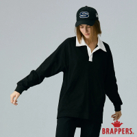 【BRAPPERS】女款 撞色POLO領T恤(黑色+米白領)