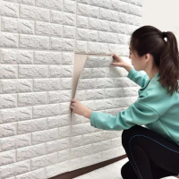 PE Foam 3D Wallpaper DIY Wall Stickers Wall Decor Embossed Brick Stone Wallpaper Room House 60X30X0.8 cm Poster