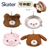 Skater 日系可愛玩偶毛絨伸縮式卡夾/零錢包/證件套(伸縮扣 悠遊卡 一卡通 識別證 伸縮卡套