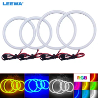LEEWA 2X106mm 2X126mm Car Auto Halo Rings Cotton Lights SMD LED Angel Eyes for Ford Focus 05+ DRL White/Blue/Yellow/RGB #CA3667