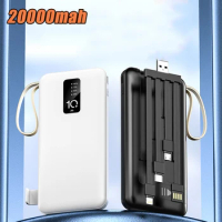 20000mah Power Bank Built in Cable Portable Charger External Battery Pack Powerbank 10000mAh For iPhone Xiaomi Samsung Huawei
