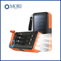 20000mAh/30000mAh/61200mAh Portable Solar Power Bank with Camping Flashlights Fast Charging Hand Crank Rotating PowerBank