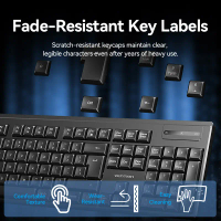HP| Vention CS10 2.4G Keyboard Wireless Keyboard and Mouse Combo Set With 104 Keyboard and 1600 DPI 