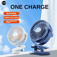 Table Mini Fan with Sturdy Clamp USB Powered with 3 Speeds Strong Mute Airflow for Office Bathroom Kitchen Dormitory 10000mAh