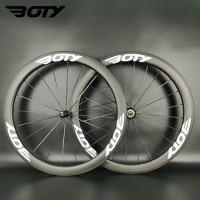 BOTY white decals 700C Road bike light carbon wheels 50mm depth 25mm width clincher/Tubular Bicycle carbon wheelset with R36 hub