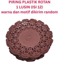 1 Lusin Piring Plastik Rotan / Piring Plastik Bentuk Rotan / Piring Plastik Lusinan