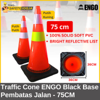 Traffic Cone Tinggi 75 CM Black Base Pemberat Hitam Pembatas Jalan Raya Keamanan Jalan Raya Toll ENG