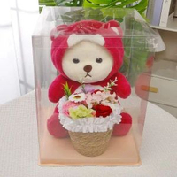 獨角獸七夕情人節禮物花店用品PE泡沫玫瑰花永生花小熊40cm玫瑰熊
