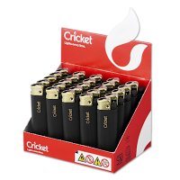 【Cricket】瑞典品牌~Flint Black Matte Gold磨砂黑金款-火石安全打火機(1盒25入)