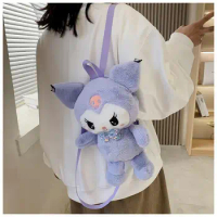 Sanrio Plush Bag Kuromi Backpack Cartoon Girl Heart Doll Crossbody Bag Kawaii Plush Kuromi Shoulder Bag for Children's Backpack