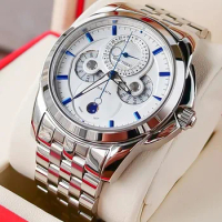 Reef Tiger/rt For Mens Watch Male Quartz Wristwatch Chronograph Sapphire Crystal Calendar Moon Phase Steel New Relogio Masculino