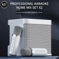 Newest Ys-219 Karaoke Machine Speaker System With 2 Microphones Portable Wireless Bluetooth-compatible Home Tv Ktv Set Speakers