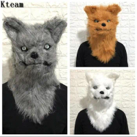 Horror Teddy Bear Mask Masquerade Scary Plush Mask Halloween Performance Props Halloween Supplies Scary Wild Wolf Mask Rabbit