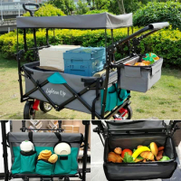 Folding Cart Wagon Multifunction Cart Garden Park Outdoor Beach Camping Carts Light Wagon Bbq Pull Goods Trolley Shopping Cart