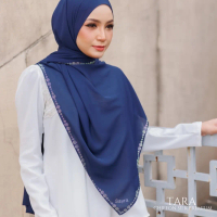 Tara Premium Chiffon Silk 1.9m Beaded Edges Soft Lightweight Hijab Scarf for Everyday Wear
