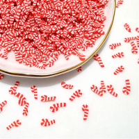 20g Polymer Clay Christmas Cane Red White Sprinkles Lovely Confetti for Crafts DIY Making Nail Slices Slimes Material
