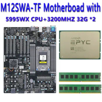 For Supermicro M12SWA-TF Motherboard Socket SP3 +EPYC 5995WX CPU Processor + 2* 32GB = 64GB DDR4 3200mhz RAM Memory