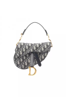 Christian Dior Pre-Loved Christian Dior saddle bag mini oblique jacquard Handbag canvas leather ivor