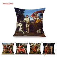 European Royal Court Aesthetics Domenichino Christian Bible Story Adam And Eve Church Oil Painting Sofa Pillowcase Cushion Cover