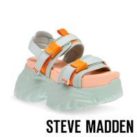 STEVE MADDEN-VORTEXS 扣帶超厚底休閒涼鞋-橘綠色