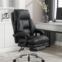 Luxury Designer Office Chair Leather Foorest Lean Back Boss Computer Office Chair Study Silla Escritorio Office Furniture LVOC