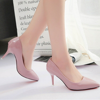 女士高跟鞋細跟7公分尖頭淺口粉紅色婚鞋工作鞋顯瘦尖頭單鞋皮鞋