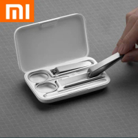 Xiaomi Mijia 5 in 1 Manicure Set Nail Clipper Professional Pedicure Nail Cutter Tools With Tracel Case Kit Files Ear Pick