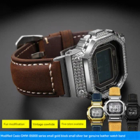 Retro Genuine Leather Strap CrazyHorse Skin For Casio G-SHOCK GMW-B5000 35th anniversary series Modified style Men's watch
