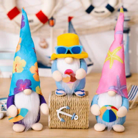 1PC Ocean Rudolph Doll, Summer Gnome,Festival Faceless Doll,Home Party Desktop Decoration Ornament