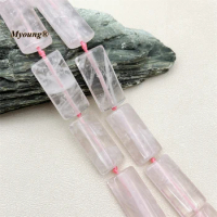20x39mm Large Rectangle Shape Natural Rose Quartzs Pink Crystal Slice Pendant Beads For DIY Jewelry Making MY230497