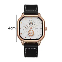 Electronic Watch with Mechanical Movement Men's Stylish Waterproof Mechanical Movement Watch with Large Square Dial for Easy