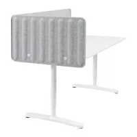 meja dengan penyekat, putih/abu-abu, 160x80 48 cm