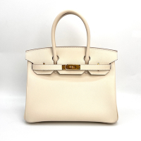 HERMES 愛馬仕 鉑金包 Birkin （30cm/奶昔白/金釦/W刻）