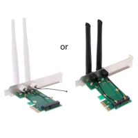 Wireless Network Card WiFi Mini PCI-E Express to PCI-E Adapter 2 Antenna External PC