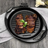 KOCH&BACKEN Cast Iron Grill Round Pan 26cm-Wajan Panggang Bulat Grill