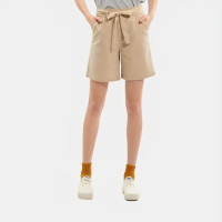 【Hang Ten】女裝-RELAXED FIT平紋可拆綁帶鬆緊短褲(小麥色)