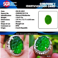 Batu Permata Natural Rough Moldavite Original Super Quality Dengan Memo - 5