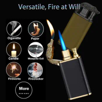 Cool Magic Crocodile Dual Flame Torch Lighter Windproof Jet Torch Lighter Refillable Butane for Outdoor Indoor(Without Butane)