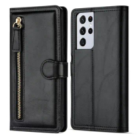 For Samsung Galaxy S21 Ultra Plus FE 5G Leather Skin Flip Wallet Book Phone Case Cover for GalaxyS21 Ultra FE Galaxy S 21 Coque
