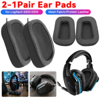 1-2Pair Ear Pads for Logitech G633 G933 Gaming Headset Earpads Cover Replacement Earmuffs Mesh Fabric/Protein Leather Ear Pads